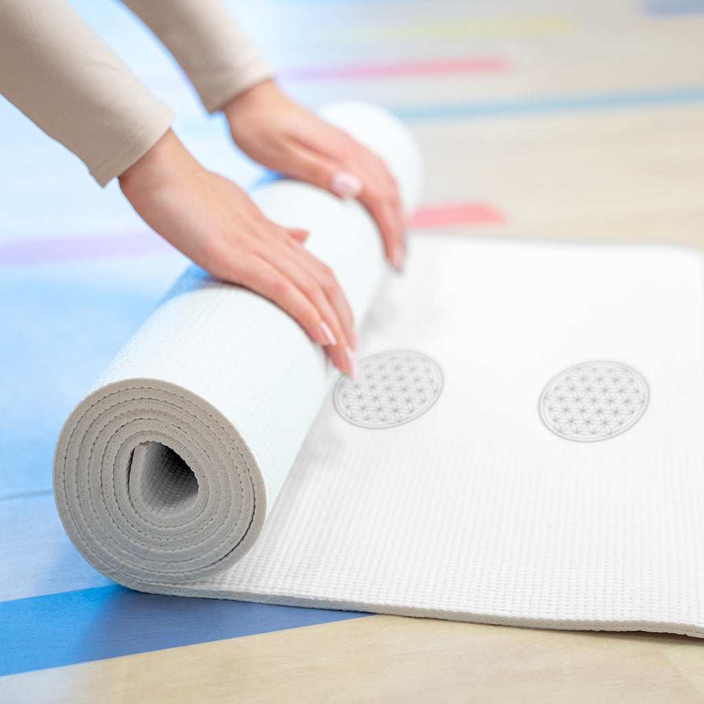 FLOWER OF LIFE Yoga Mat - WHITE