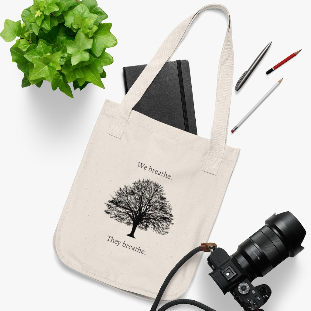 WE BREATHE THEY BREATHE Organic Canvas Tote Bag