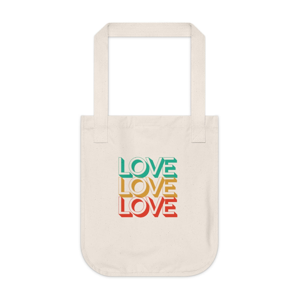 LOVE LOVE LOVE Organic Canvas Tote Bag